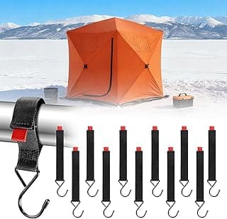 Fabflame 12 Pack Ice Fishing Shelter Tent Hooks, Heavy Duty Ice Fishing Shelters Coat Hooks Accessory Hanger for Ice Fishing Tent, Outdoor Camping, Hunting Blinds, Must-Have Ice Fishing Accessories