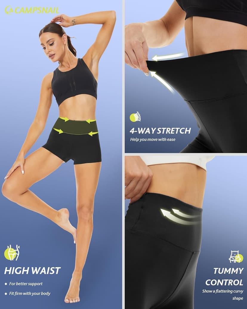 CAMPSNAIL Workout Biker Shorts Women - 3"/5"/8" High Waisted Tummy Control Spandex Booty Volleyball Shorts for Yoga Dance