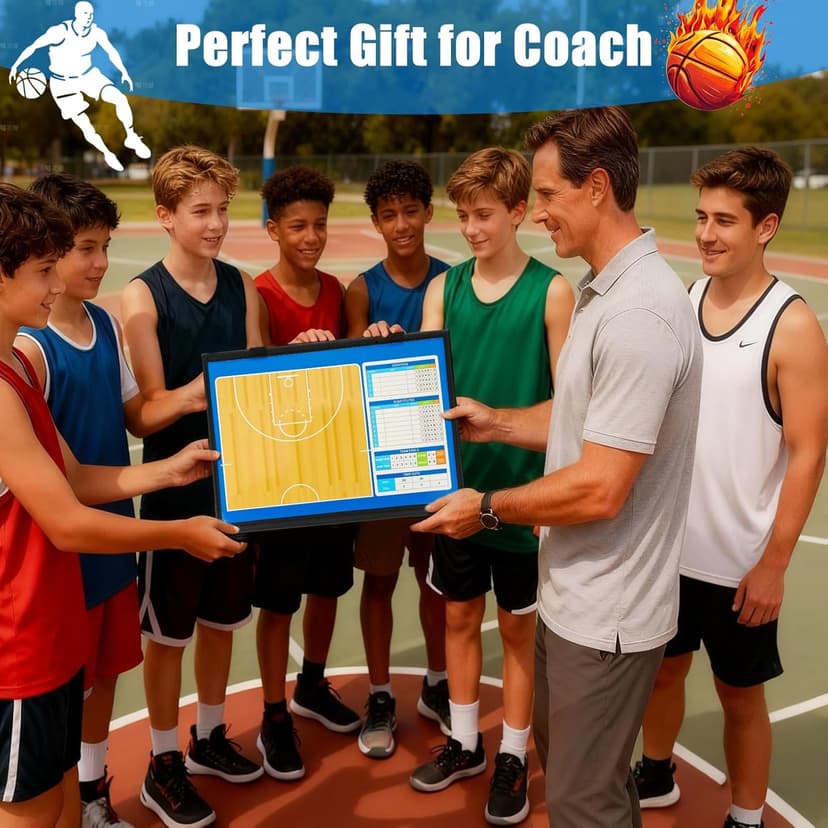 Magnetic Basketball Coaching Board – Portable Dry Erase Whiteboard with Fence Clip, Magnets & Carry Bag, Foldable Basketball Clipboard for Coaches, Ideal Coach Gift