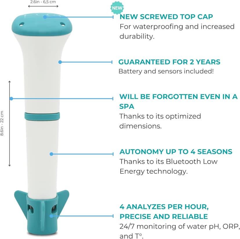 iopool Smart Water Monitor - Works for Chlorine & Bromine Pools, Hot Tubs, & Swim Spas - Gives Precise Dosage recommendations.