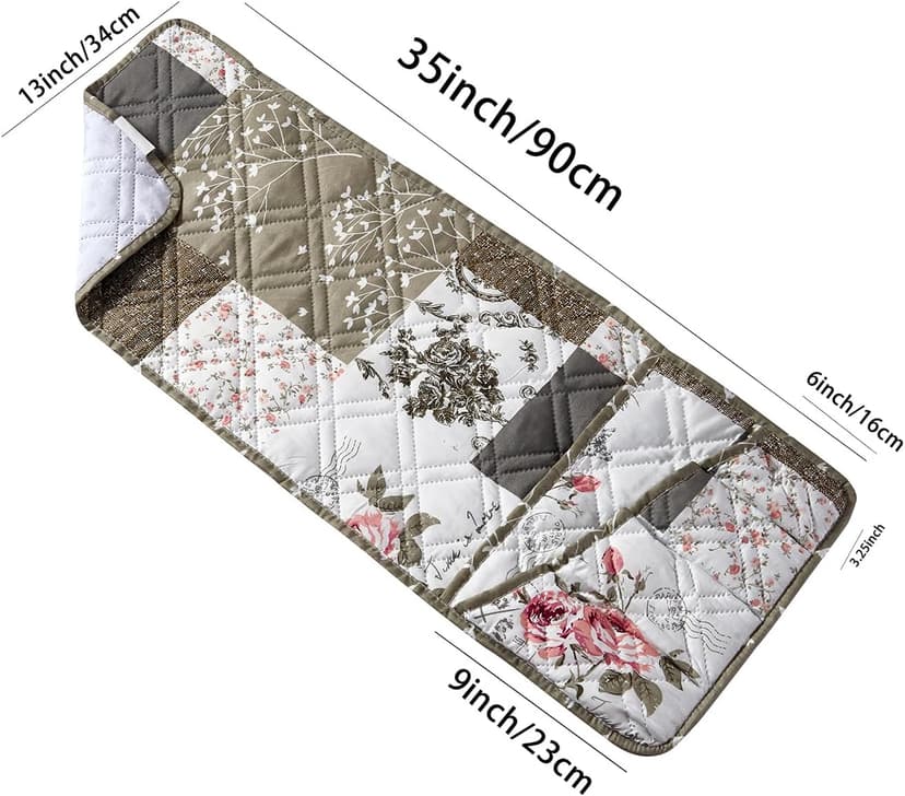 Non Slip Armchair Caddy for Sofa Recliner, Washable Remote Controls Holder, Storage for Magazine, Phone, iPad Brilliant Sunshine Pink Rose & Grey Toile Couch Armrest Organizer, 35"×13" B07X3Z4HYK