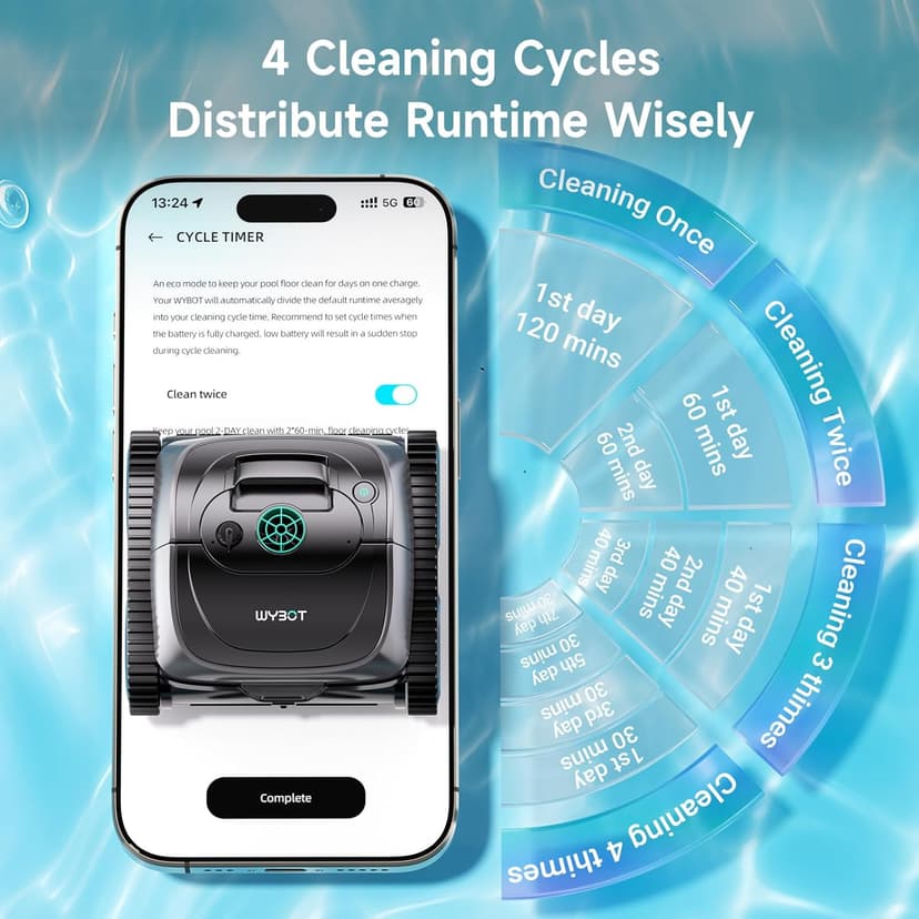 (2026 Upgrade) WYBOT C1 Cordless Robotic Pool Vacuum for Inground Pools, 150mins Above Ground Pool Cleaner 4-in-1 Wall & Waterline Cleaning Up to 1,615sq.ft, Smart App Navigation, Obsidian Green