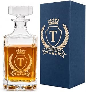 Engraved whiskey gift for dad, husband, groom, groomsmen, Father’s Day, weddings, birthdays, or retirement Personalized Whiskey Decanter Set, Custom Design B0BTF846SP