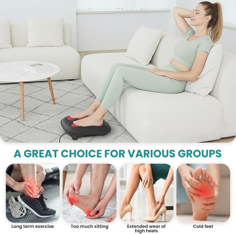 Shiatsu Heated Electric Kneading Foot Massager Machine for Plantar Fasciitis, Built-in Infrared Heat Function and Power Cord Nekteck Foot Massager with Heat, HSA Eligible FSA Massage Tools Gifts B06WGP2CVL