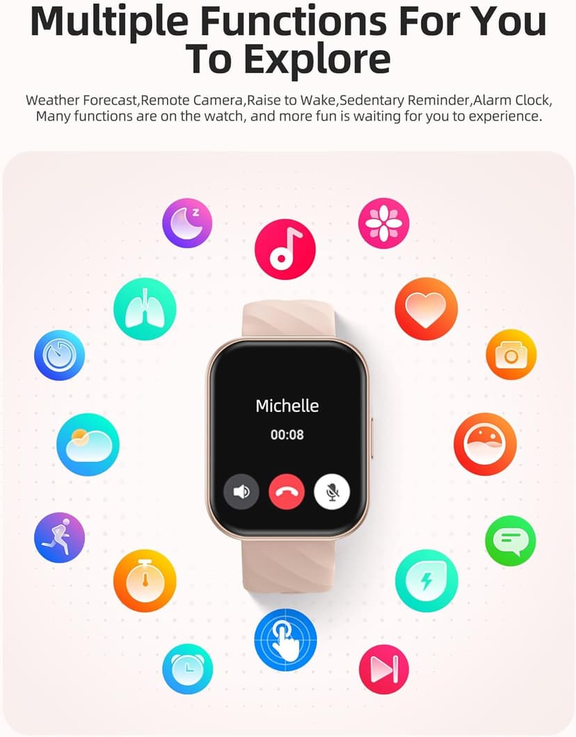 Parsonver Parsonver Smart Watch, 5ATM Waterproof Swimming Watch, Fitness Activity Tracker with 110+ Sports Modes, Heart Rate/Sleep/SpO2/Calories Monitor, Pedometer, Fitness Watch for Android & iPhone, Rose Gold