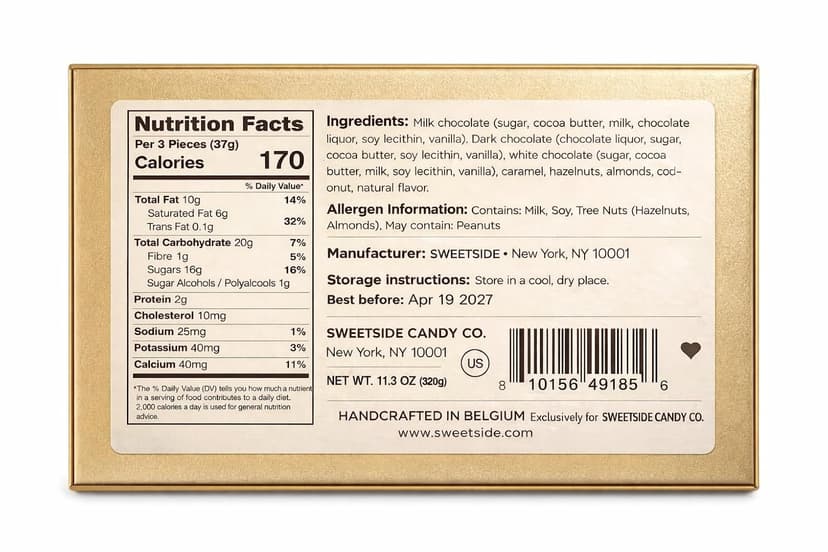27 Chocolates Pack of Belgium Assorted Chocolate, Mothers Day Gift Basket and Holiday Celebrations, white, nuts, caramels Gourmet Chocolate Gift Box, 11.3 OZ B0DSYP3ZKY