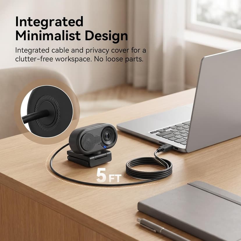 EMEET C100 1080P Webcam for PC, Fixed Focus, 66° FOV, Built-in Mic, Privacy Cover, Portable Metal Clip, Computer Camera for Home Office, Online Learning, Meetings, Streaming, Desktop, Laptop, PC USB-A