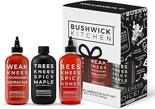 Gochujang Srirahca Hot Sauce, Hot Honey, Spicy Maple Syrup - Made in the USA - Gourmet Cooking Gift - Foodies & Grill Lovers Weak Knees Spicy Sampler Gift Set with Spicy Honey, Sriracha & Maple Syrup B0845WWTR5