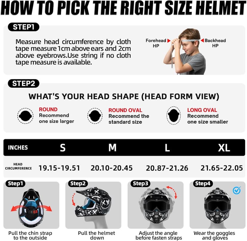 TRIANGLE Youth Kids Dirt Bike Helmet Full Face Motocross Helmet with Goggle & Gloves DOT/FMVSS-218 Approved Motorcycle Helmet