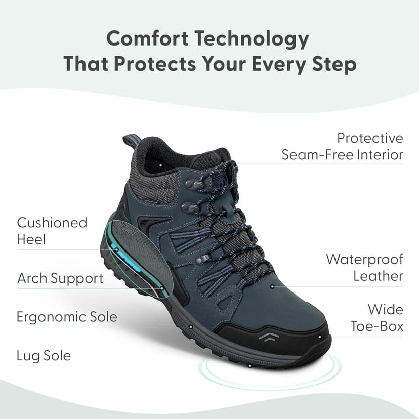 Orthofeet Women's Orthopedic Leather Dakota Hiking Boots