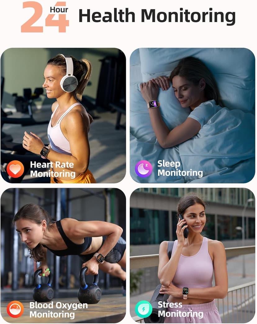 Parsonver Parsonver Smart Watch, 5ATM Waterproof Swimming Watch, Fitness Activity Tracker with 110+ Sports Modes, Heart Rate/Sleep/SpO2/Calories Monitor, Pedometer, Fitness Watch for Android & iPhone, Rose Gold