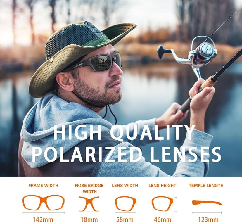 suoso Polarized Sports Sunglasses for Men: UV400 Protection Glasses Womens Wrap Around Goggles for Driving Fishing