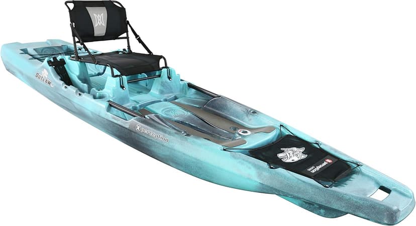 Perception Kayaks Outlaw 11.5 | Sit on Top Fishing Kayak | Fold Away Lawn Chair Seat | 4 Rod Holders | Integrated Tackle Trays | 11' 6"