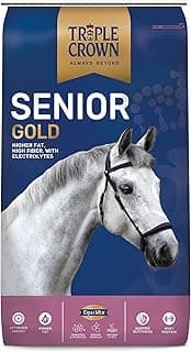Triple Crown Senior Gold Premium Horse Feed, EquiMix Superior Nutrition, Textured Equine Senior Horse Food, Weight Gain for Mature & Performance Horses, 50 lbs