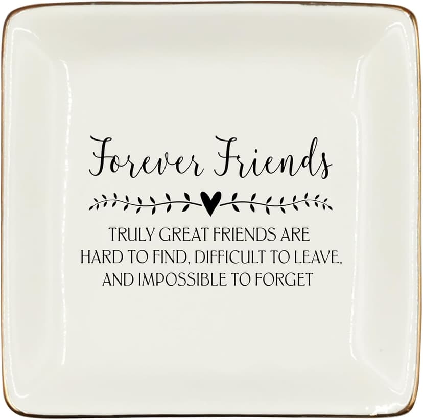 WODMIS Friendship Friend Gifts Ceramic Jewelry Tray Dish, Best Friends Forever Bff Jewelry Plate Ring Trinket Dish, Graduation Friendship Gifts For Women Friends Female Birthday Christmas