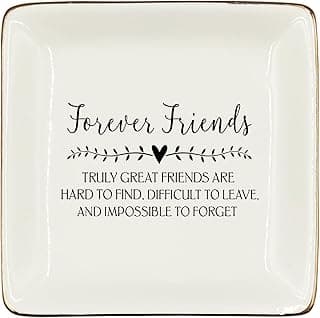 WODMIS Friendship Friend Gifts Ceramic Jewelry Tray Dish, Best Friends Forever Bff Jewelry Plate Ring Trinket Dish, Graduation Friendship Gifts For Women Friends Female Birthday Christmas