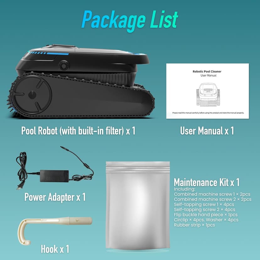 (2026 Upgraded) Robotic Pool Cleaner, Cordless Pool Vacuum for Inground & Above Ground Pools, 120-Min Battery Life, 5000 GPH Suction, Cleans Floor/Wall/Waterline, for Up to 1800 Sq.Ft Pool,Deep Black.