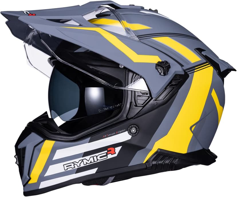 X60 Dual Sport Helmet, Adventure Motorcycle Helmet with Integrated Sun Visor - Off Road Dirt Bike Snowmobile Helmets for Adult DOT & ECE 22.06 Approved