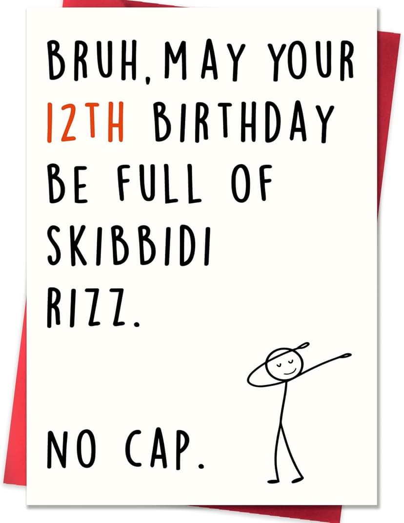 12 Year Old Birthday Gifts & Decorations for Boys Girls Nephew Niece with Gen Z Slang Meme-Inspired Design IDU 12th Birthday Card for Boys Girls Son Daughter B0GKY1X1JJ