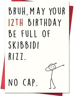 12 Year Old Birthday Gifts & Decorations for Boys Girls Nephew Niece with Gen Z Slang Meme-Inspired Design IDU 12th Birthday Card for Boys Girls Son Daughter B0GKY1X1JJ