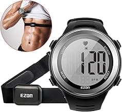 EZON Heart Rate Monitor and Chest Strap, Exercise Heart Rate Monitor, Sports Watch with HRM, Waterproof, Stopwatch, Hourly Chime T007