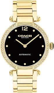 COACH Cary Women’s Automatic Watch – Link Bracelet – 2-Hand Movement – Crystal Bezel - for Day or Night wear, Gift for Her - 34mm