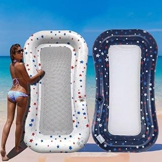 Pool Float Lounge Extra-Large Cooling Mesh Inflatable Raft with Cup Holder Ultra-Comfort Cooling Floating Lounger for Adults Beach Pool Lake Parties Summer Relaxation Essential