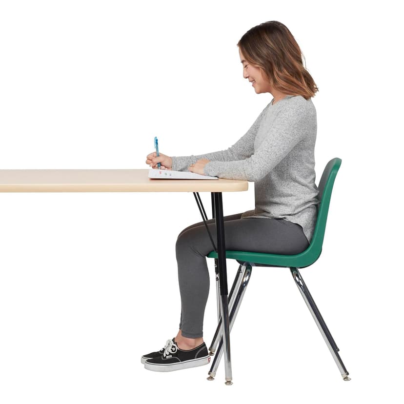 FDP 18" School Stack Chair, Stacking Student Seat with Chromed Steel Legs and Nylon Swivel Glides For In-Home Learning, Classroom or Office - Green (4-Pack), 10384-GN