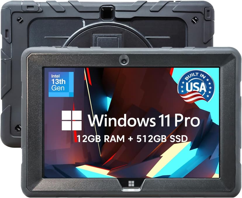 Fusion5 Built in USA 10.1” Windows 11 Professional Rugged Tablet PC - 12GB RAM, 512GB SSD, Intel 13th Gen, Full HD Windows Tablet Computer, HDMI, USB C - 2 Year Full Warranty with Accidental Damage