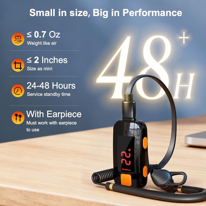 2 Pack Mini Walkie Talkies, Small Walkie Talkies, Waterproof Two Way Radio with Earpieces for Outdoor, Restaurants, Hiking, Baseball, Hospital, Tourism