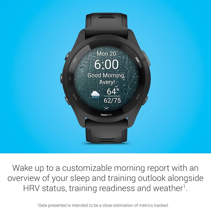 Garmin Forerunner 265 Running Smartwatch, Colorful AMOLED Display, Training Metrics and Recovery Insights, Black and Powder Gray