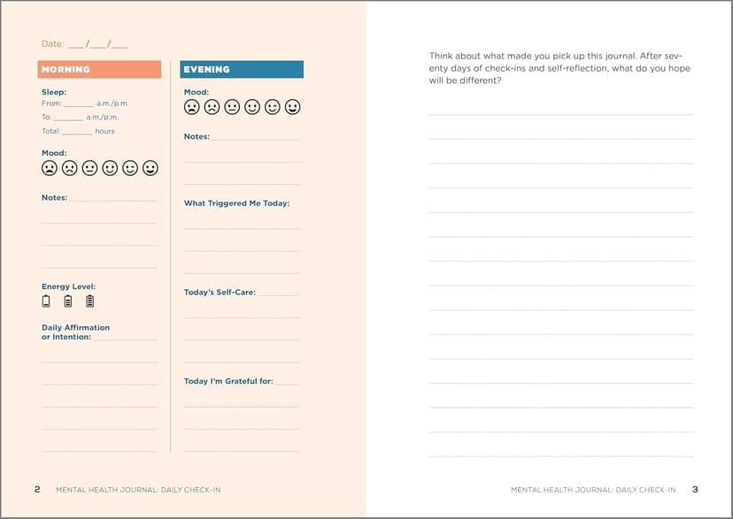 Mental Health Journal: Daily Check-In: 70 Days of Reflection Space to Track Your Moods, Intentions, and Well-Being