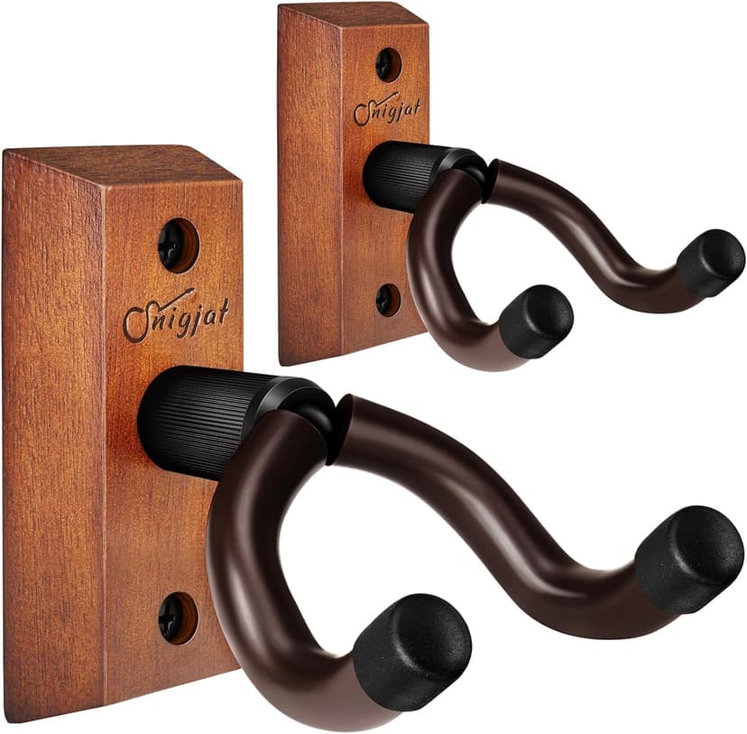 SNIGJAT Guitar Wall Mount 2 Pack, Wood Guitar Hanger Wall Hook with Screws, Guitar Stand Wall Mount Holder for Acoustic Guitar, Banjo, Bass,Guitar Accessories Gifts for Guitar Players