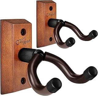SNIGJAT Guitar Wall Mount 2 Pack, Wood Guitar Hanger Wall Hook with Screws, Guitar Stand Wall Mount Holder for Acoustic Guitar, Banjo, Bass,Guitar Accessories Gifts for Guitar Players