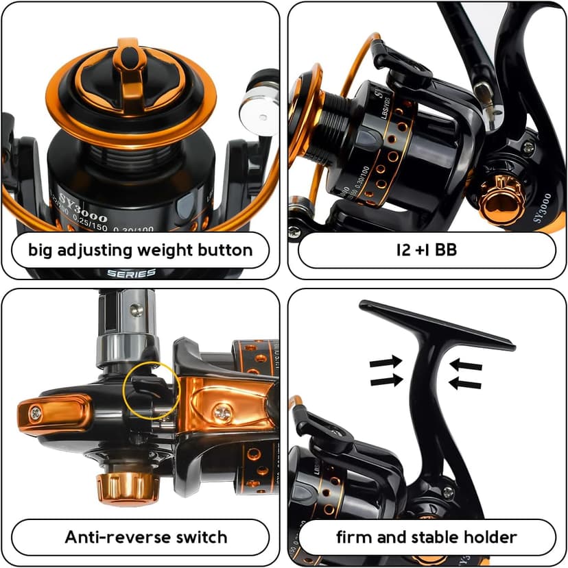 Summer and Centron Spinning Reels, 12 +1 BB Light Weight & Ultra Smooth Reel for Ice/Summer 3000/1000 Fishing Reel by QINGLER