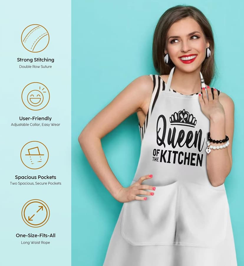 King & Queen Apron Set - Wedding Engagement Gifts for Couples, Funny Kitchen Gifts for Couples, Husband, Wife, Boyfriend, Girlfriend, Him Her, Bridal Shower Gifts, Unique Valentine's Day gifts ideas