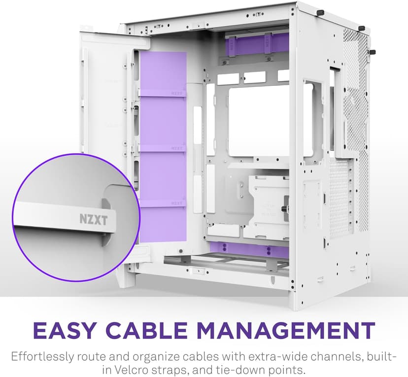 NZXT H9 Flow RGB (2025) – Large Dual-Chamber ATX Mid-Tower Airflow PC Case – Includes 1 x 420mm RGB Fan Unit & 1 x 120mm Fan – 420mm Radiator Support – Tempered Glass – Back-Connect Ready – White