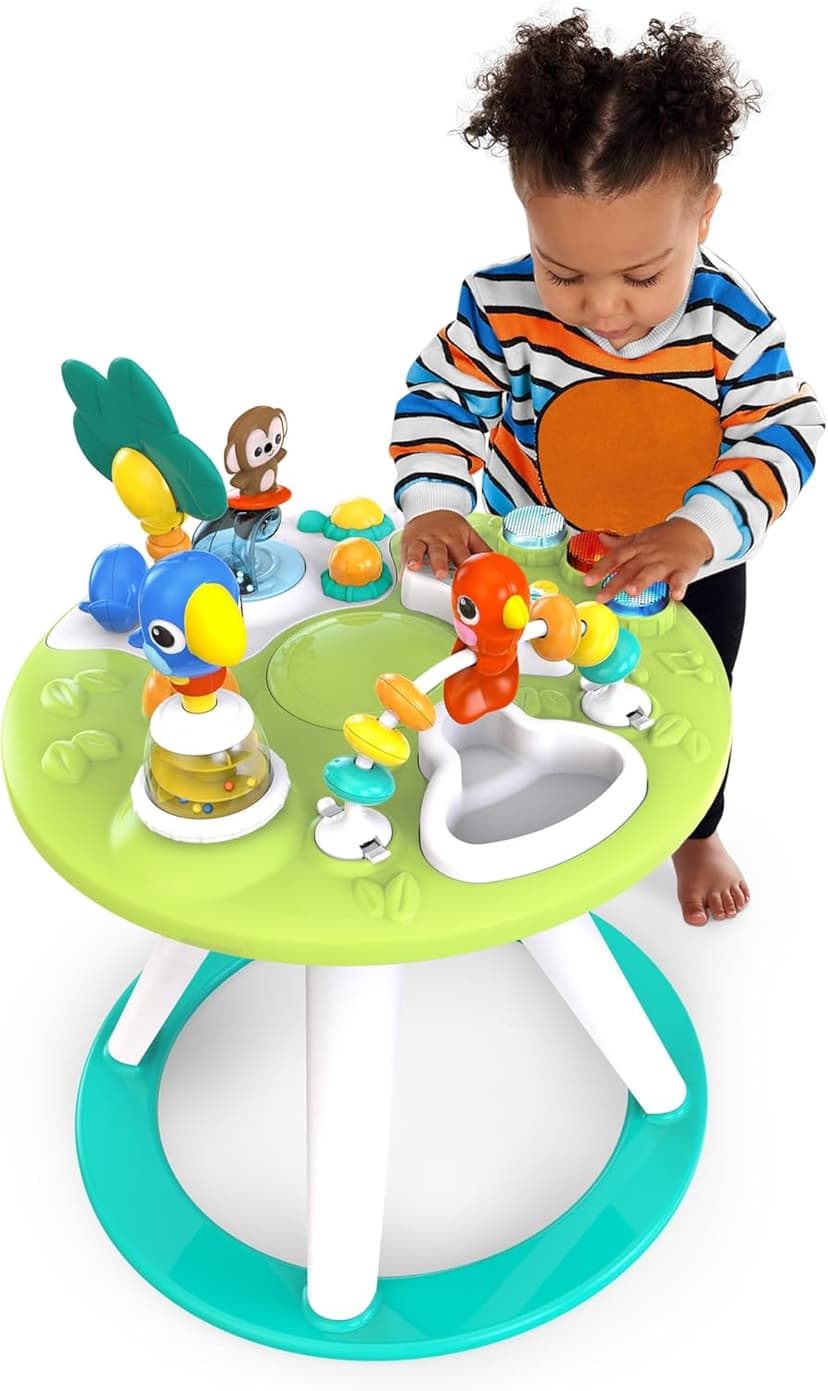 Bright Starts Around We Go 2-in-1 Baby Walker, Discovery Activity Center and Table, Tropic Cool, Ages 6 Months+