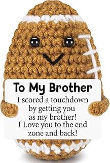Mini Funny Brother Gifts from Sister Brothers, Positive Birthday Gift for Brother Adult, I Love You Small Cool Cute Football, Handmade Emotional Crochet Gift