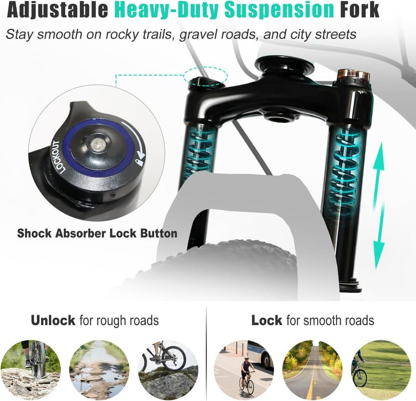 24/26 Inch Mountain Bike for Women & Girls, Twist Shifter, Dual Disc Brakes, Lockout Fork, 2.35" All Terrain Tires, Low Step Steel Frame, 85% Pre-Assembled