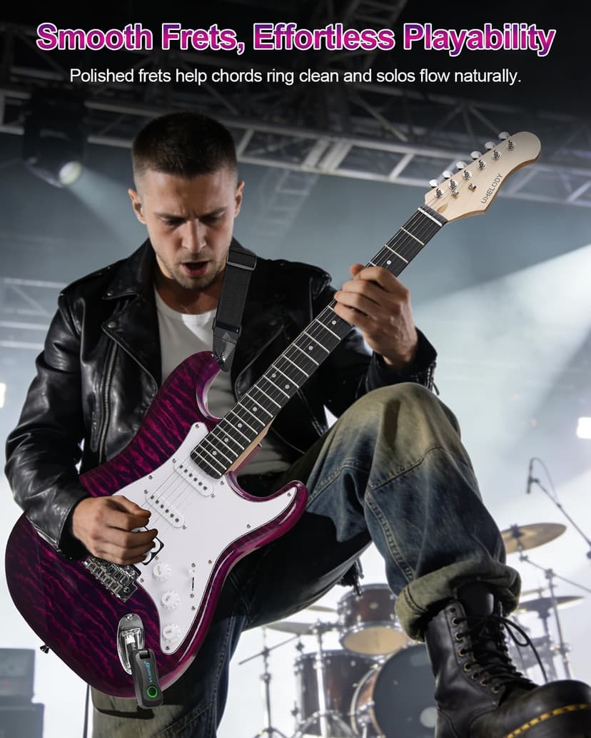 UST-200 Beginner Electric Guitar Kit HSS Pickup, Versatile 5-Way Switch for Clean to High-Gain Tone, Full-Size ST Style Guitar for Starter & Intermediate Players, Gig Bag, Digital Tuner Purple
