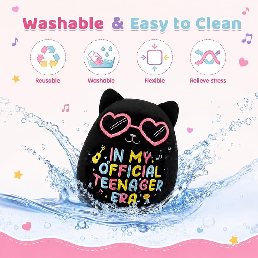 In My Official Teenager Era Gifts, 8" Soft Cute Plushie for Teens Birthday Party Decor 13 Year Old Girl Gifts, Black Cat Birthday Stuffed Animal B0GYX9123J