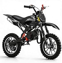 50cc Kids Dirt Bike, 2-Stroke Gas Powered Mini Motorcycle Up to 40MPH, Off-Road Dirt Bike for Kids 8-14 with Front Rear Disc Brakes, Double Shock Absorption (Black)