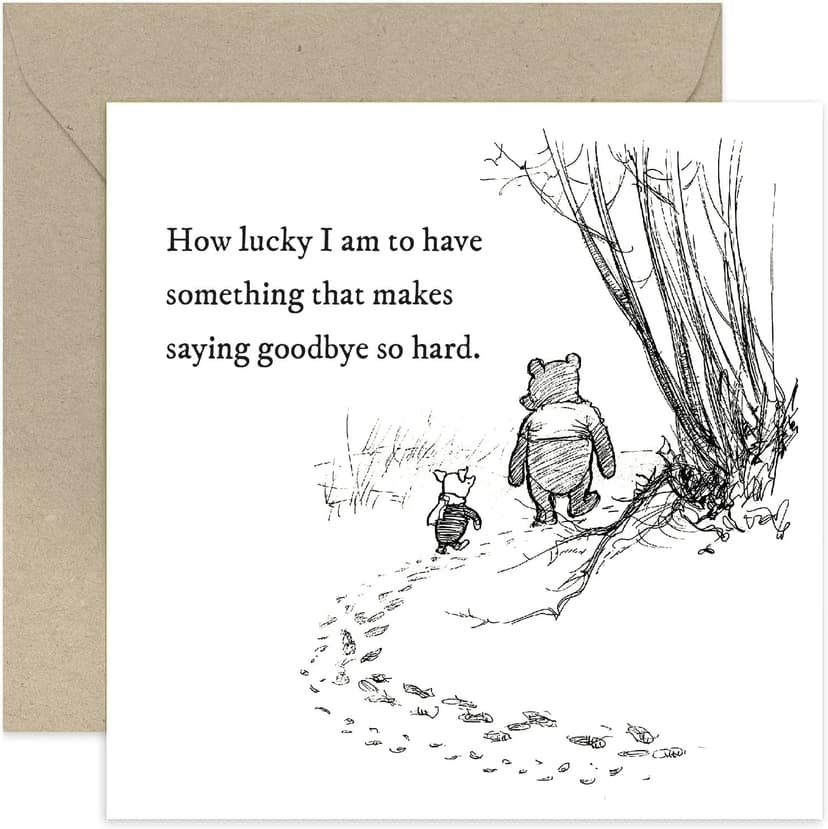 Old English Co. Winnie The Pooh Leaving Card for Him or Her - Friendship Quote from Winnie The Pooh and Piglet for Sister, Cousin, BFF - Thinking of You Sympathy Card | Blank Inside with Envelope B0C9V74FDS