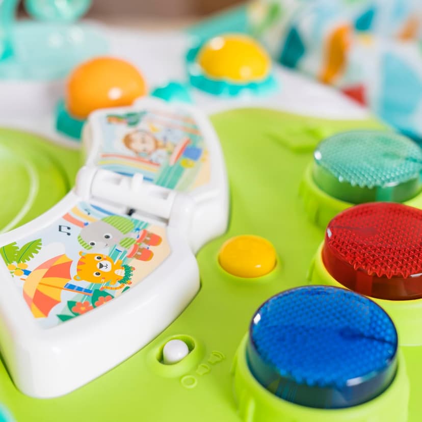 Bright Starts Around We Go 2-in-1 Baby Walker, Discovery Activity Center and Table, Tropic Cool, Ages 6 Months+