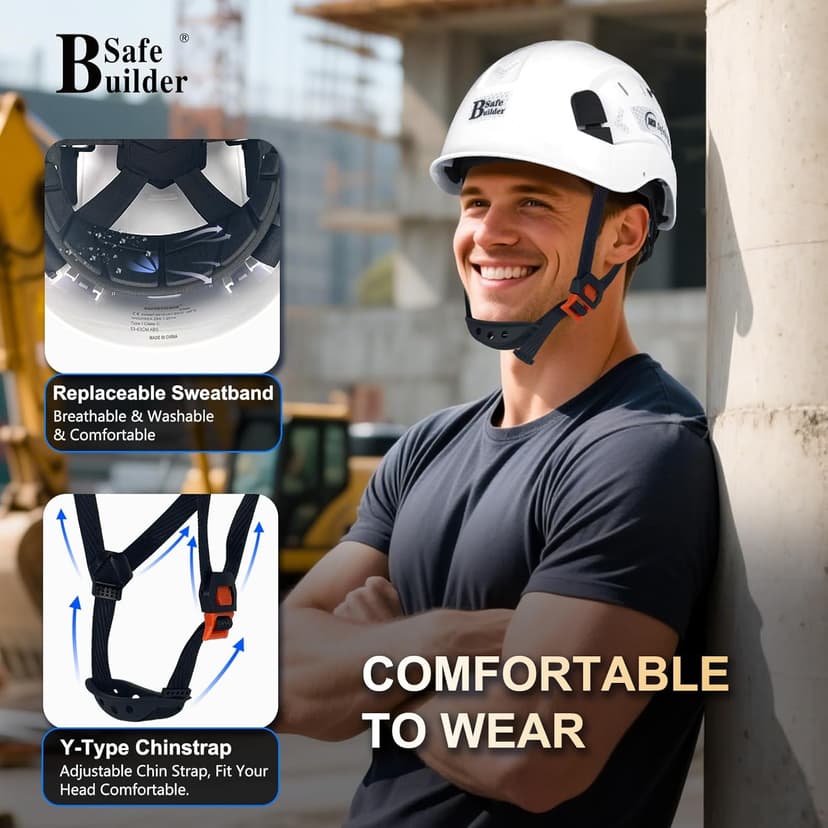 Construction Safety Helmet ABS Hard Hat Adjustable Ventilation System Hardhats Industrial Work Head Protection for Men Certified ANSI/ISEA Z89.1