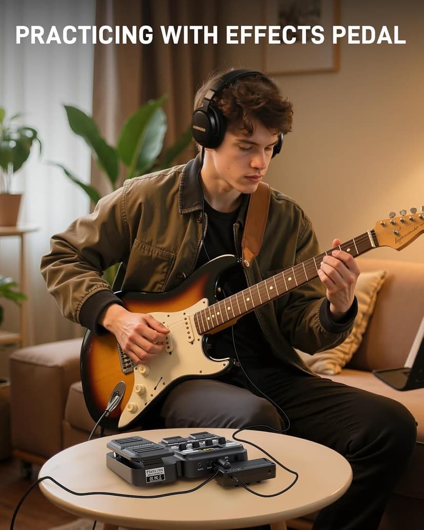 Flatsons F1R Mini Guitar Headphone Amp, Distortion Timbre Electric Guitar Headphone Amplifier with 3.5mm Earbud/AUX Jack, Classic Rock Tone Portable Amp for Silent Practice Indoor Travel Night