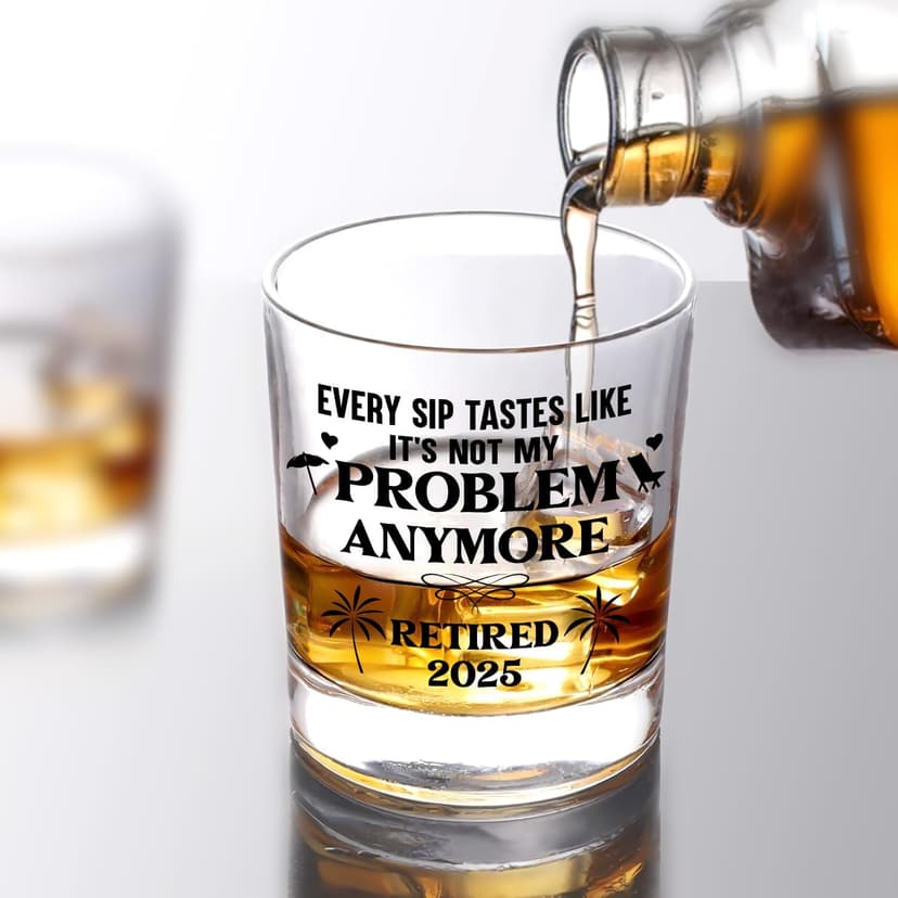 NewEleven First Christmas Retirement Gifts For Men 2025 - Coworker Leaving, Goodbye Gift, Farewell Gifts For Coworkers, Friends, Dad, Grandpa - Retirement Gift From Friend, Colleague - Whiskey Glass