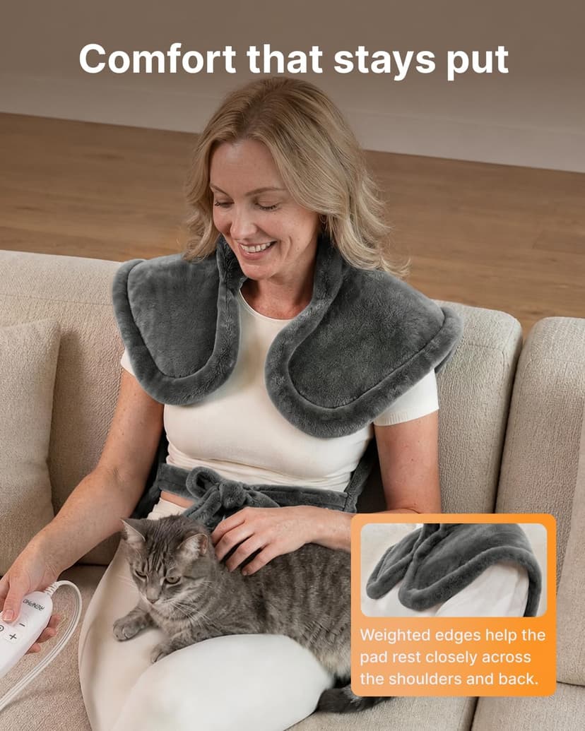 RENPHO Electric Heating Pad for Back Pain Relief, Birthday Gifts for Women Men Mom Dad Elderly, FSA Eligible Items Only List, Large Heat Pad for Neck and Shoulders, 24"x33", ETL Certified, Gray