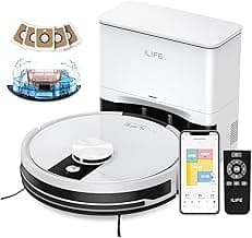 ILIFE A12 Pro Robot Vacuum and Mop Combo, Self Emptying Station for 60 Days, LiDAR Navigation, Home Mapping, No-Go Zones, 2.4G WiFi/App/Alexa/Remote Control, for Hard Floors, 110V